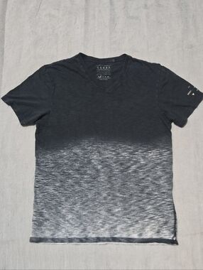 GUESS Men's Black to Gray Ombre V-Neck Tee